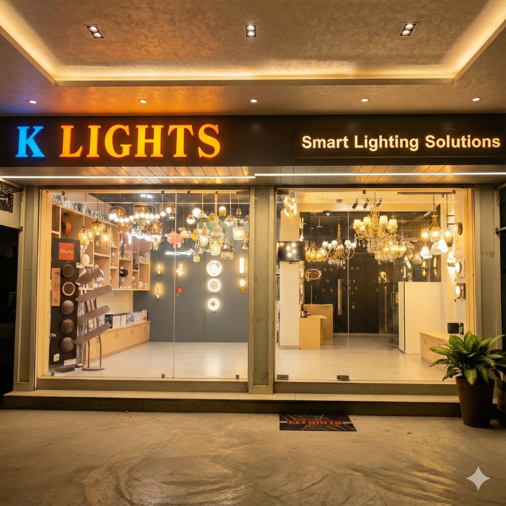 K Lights luxury lighting showroom in Jamnagar, Gujarat